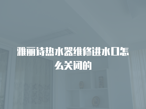 雅麗詩熱水器維修進水口怎么關閉的