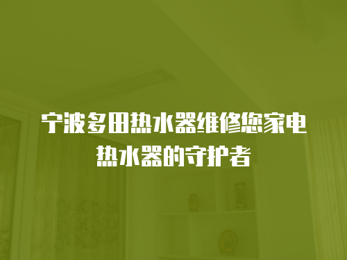 寧波多田熱水器維修您家電熱水器的守護者