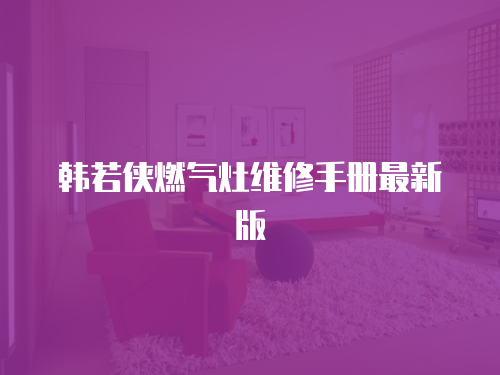 韓若俠燃氣灶維修手冊最新版
