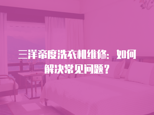 三洋帝度洗衣機維修：如何解決常見問題？