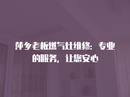 萍鄉老板燃氣灶維修：專業的服務，讓您安心