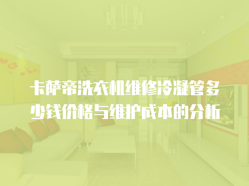 卡薩帝洗衣機維修冷凝管多少錢價格與維護成本的分析