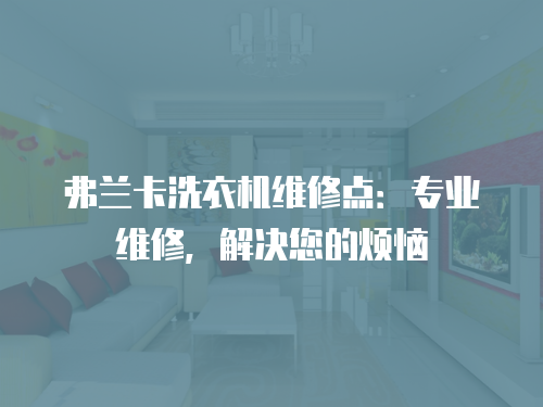 弗蘭卡洗衣機維修點：專業維修，解決您的煩惱