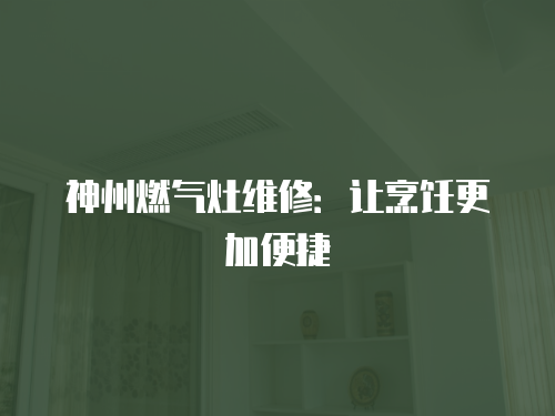 神州燃氣灶維修：讓烹飪更加便捷