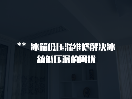 ** 冰箱低壓漏維修解決冰箱低壓漏的困擾