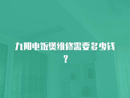 九陽電飯煲維修需要多少錢？