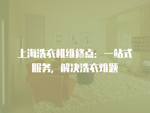 上海洗衣機(jī)維修點(diǎn)：一站式服務(wù)，解決洗衣難題