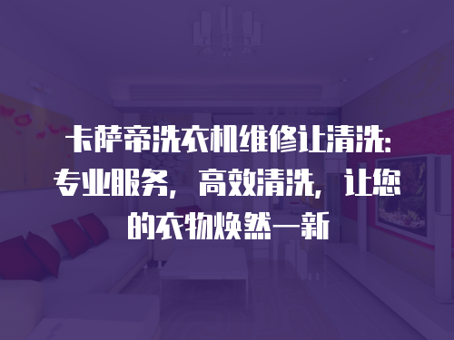 卡薩帝洗衣機維修讓清洗：專業服務，高效清洗，讓您的衣物煥然一新