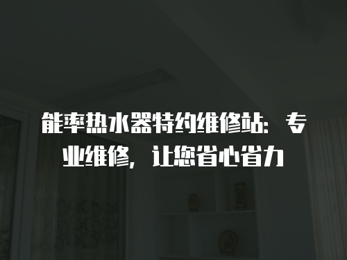 能率熱水器特約維修站：專業維修，讓您省心省力