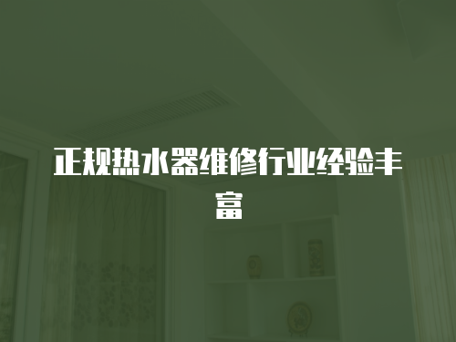 正規熱水器維修行業經驗豐富
