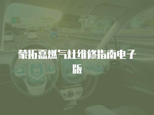 蒙拓嘉燃氣灶維修指南電子版