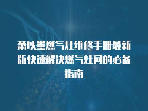蕭以墨燃氣灶維修手冊最新版快速解決燃氣灶問的必備指南