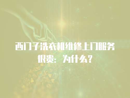 西門子洗衣機維修上門服務很貴：為什么？