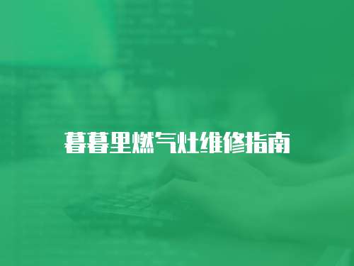 暮暮里燃?xì)庠罹S修指南