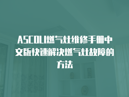 ASCOLI燃?xì)庠罹S修手冊中文版快速解決燃?xì)庠罟收系姆椒? class=
