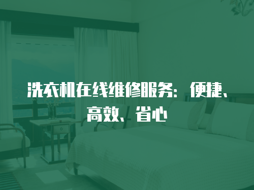 洗衣機在線維修服務：便捷、高效、省心