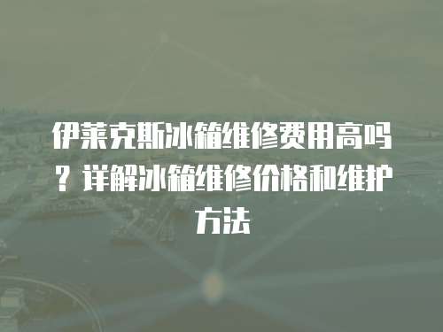 伊萊克斯冰箱維修費用高嗎？詳解冰箱維修價格和維護方法