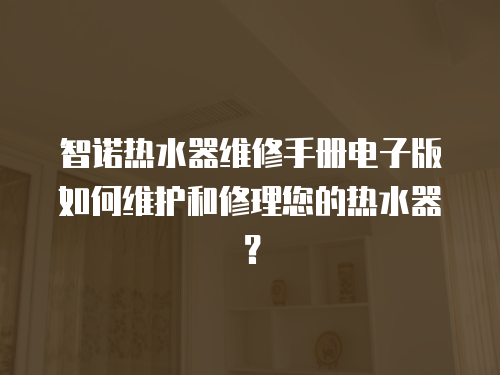 智諾熱水器維修手冊(cè)電子版如何維護(hù)和修理您的熱水器？