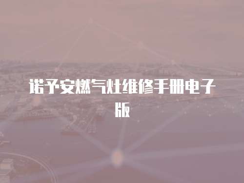 諾予安燃?xì)庠罹S修手冊(cè)電子版