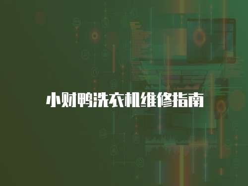 小財(cái)鴨洗衣機(jī)維修指南