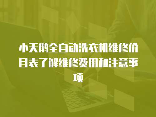 小天鵝全自動洗衣機維修價目表了解維修費用和注意事項