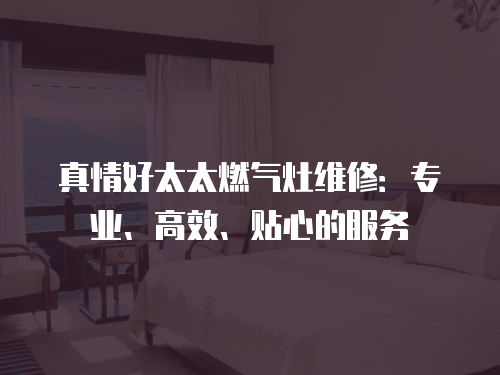 真情好太太燃氣灶維修：專業、高效、貼心的服務