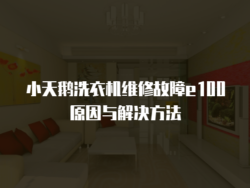 小天鵝洗衣機(jī)維修故障e100原因與解決方法
