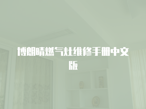 博朗晴燃氣灶維修手冊中文版
