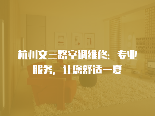 杭州文三路空調維修：專業服務，讓您舒適一夏