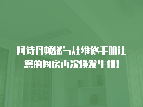 阿詩丹頓燃氣灶維修手冊讓您的廚房再次煥發生機！