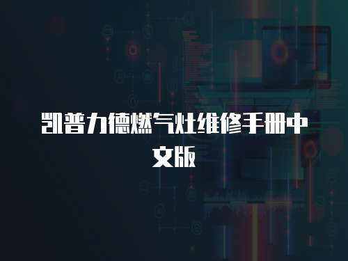 凱普力德燃?xì)庠罹S修手冊(cè)中文版