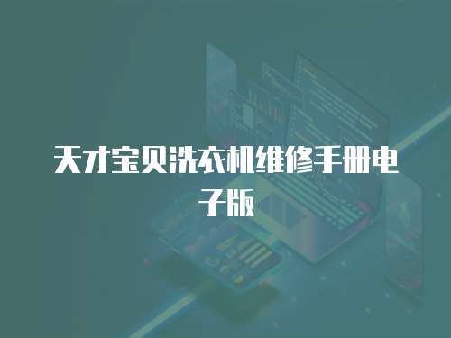 天才寶貝洗衣機(jī)維修手冊電子版