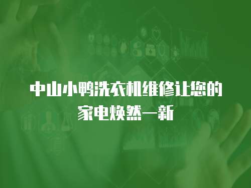 中山小鴨洗衣機維修讓您的家電煥然一新