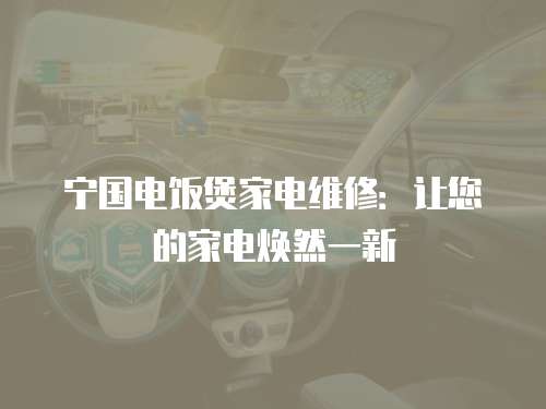 寧國電飯煲家電維修：讓您的家電煥然一新