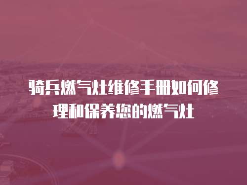 騎兵燃氣灶維修手冊如何修理和保養您的燃氣灶