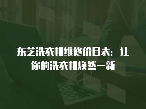 東芝洗衣機維修價目表：讓你的洗衣機煥然一新
