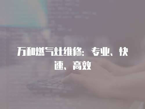 萬和燃氣灶維修：專業、快速、高效