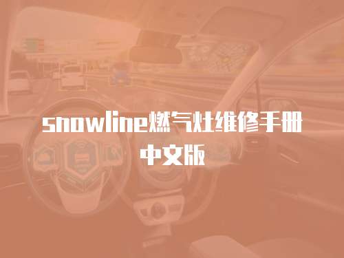 snowline燃氣灶維修手冊中文版