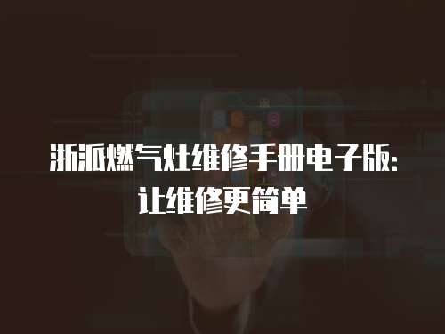浙派燃?xì)庠罹S修手冊(cè)電子版：讓維修更簡(jiǎn)單