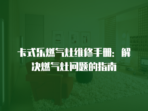 卡式樂燃?xì)庠罹S修手冊(cè)：解決燃?xì)庠顔栴}的指南