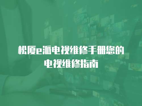 松廈e派電視維修手冊您的電視維修指南