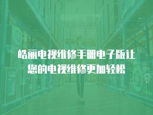 皓麗電視維修手冊電子版讓您的電視維修更加輕松