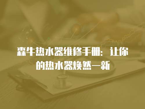 森牛熱水器維修手冊：讓你的熱水器煥然一新