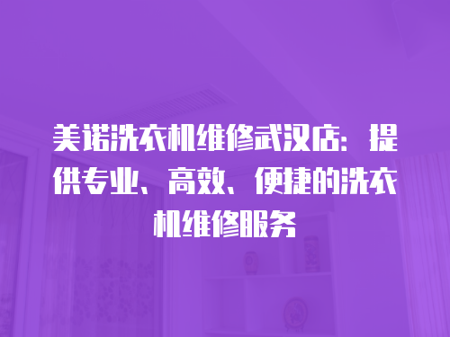 美諾洗衣機維修武漢店：提供專業、高效、便捷的洗衣機維修服務