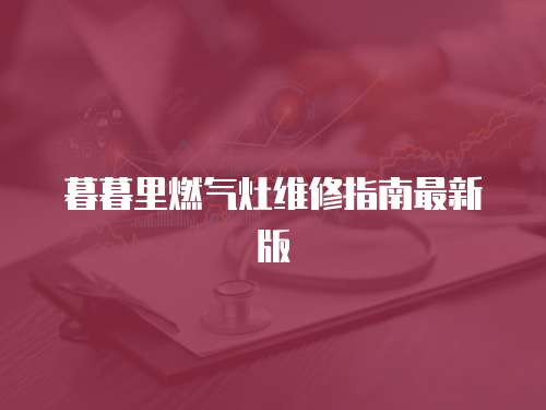 暮暮里燃?xì)庠罹S修指南最新版