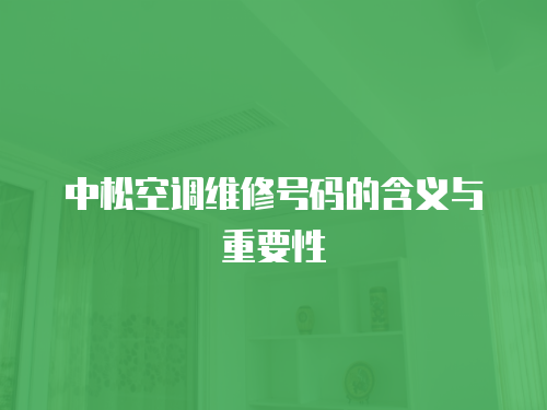 中松空調維修號碼的含義與重要性