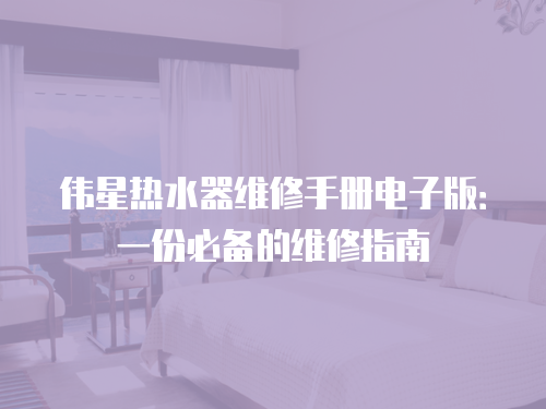 偉星熱水器維修手冊電子版：一份必備的維修指南