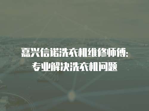 嘉興信諾洗衣機維修師傅：專業解決洗衣機問題