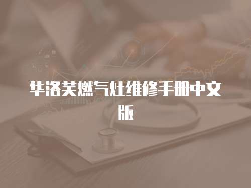 華洛芙燃?xì)庠罹S修手冊(cè)中文版