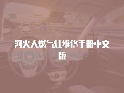 河火人燃氣灶維修手冊中文版